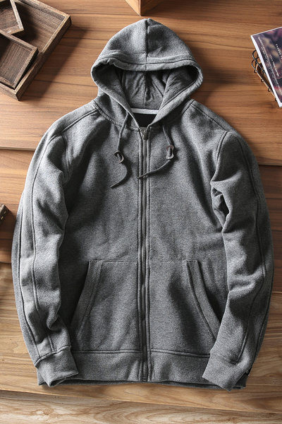 Őszi-téli pulóver sima modell kapucnival és cipzárral