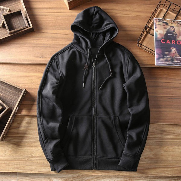 Őszi-téli pulóver sima modell kapucnival és cipzárral