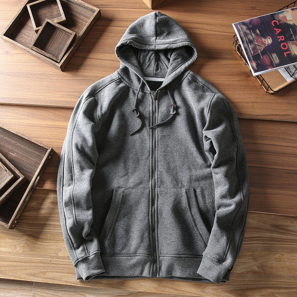 Őszi-téli pulóver sima modell kapucnival és cipzárral