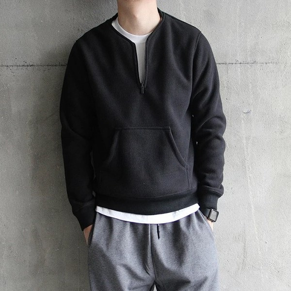 Κομψό ανδρικό φούτερ απλό μοντέλο με φερμουάρ και τσέπη