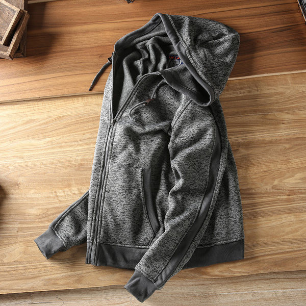 Μοντέρνο ανδρική φούτερ με κούμπωμα και κουκούλα