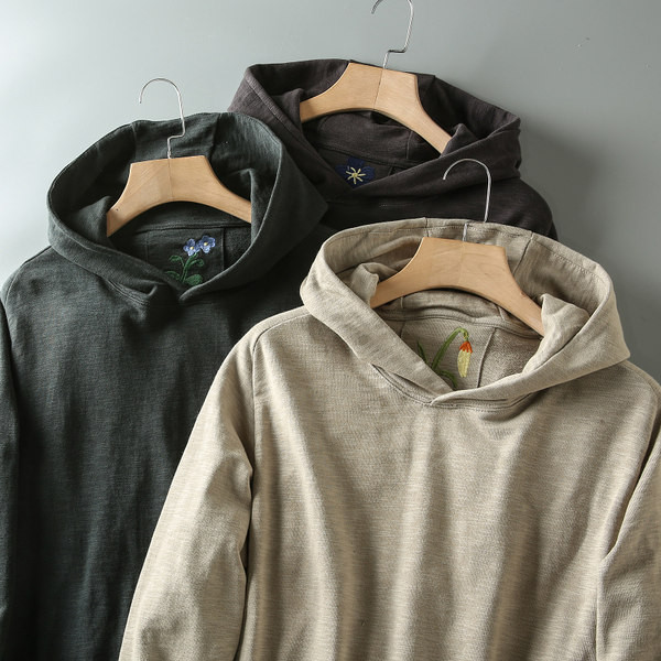 Ανδρικό μονόχρωμο φούτερ μονόχρωμο μοντέλο με κουκούλα