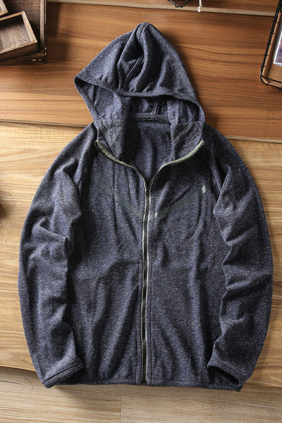 Ανδρικό φούτερ με κουκούλα και φερμουάρ σε γκρι