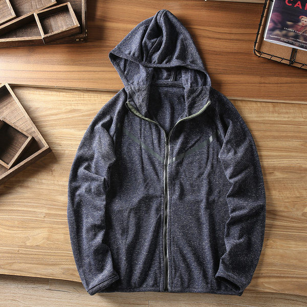 Ανδρικό φούτερ με κουκούλα και φερμουάρ σε γκρι