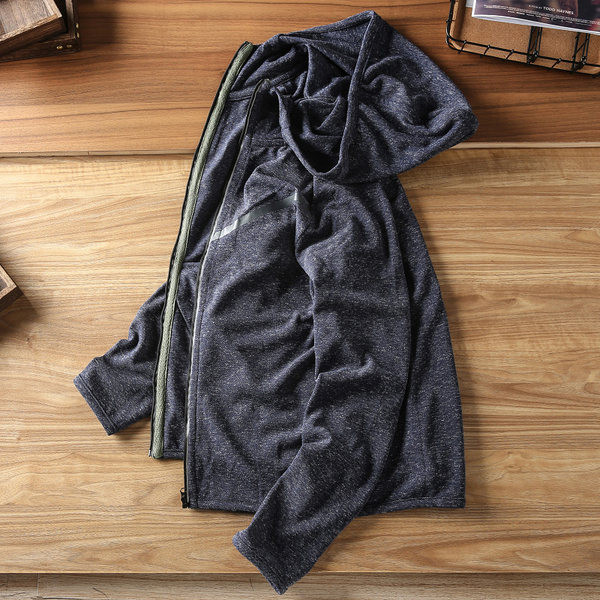 Ανδρικό φούτερ με κουκούλα και φερμουάρ σε γκρι