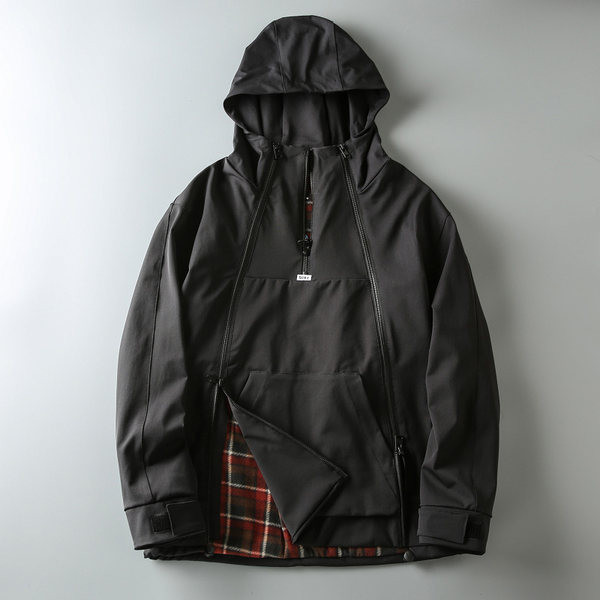 Geaca pentru barbati rezistenta la vant, cu gluga si inchidere cu fermoar