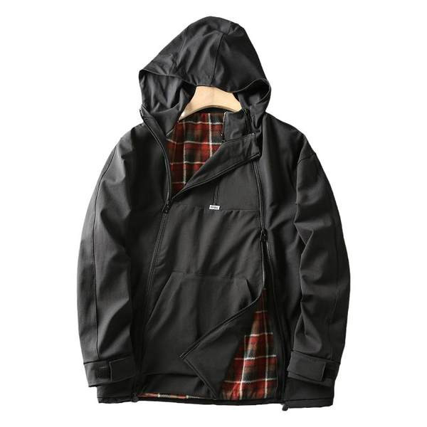 Geaca pentru barbati rezistenta la vant, cu gluga si inchidere cu fermoar