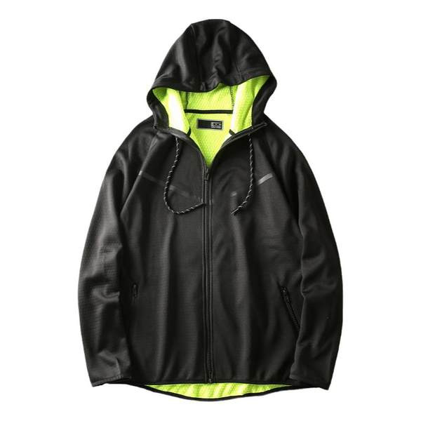 Ανδρικό φούτερ με κουκούλα και κορδόνια σε μαύρο χρώμα