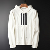 Ανδρικό αθλητικό φούτερ με κουκούλα σε λευκό χρώμα