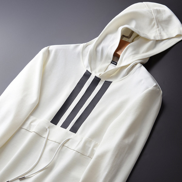 Ανδρικό αθλητικό φούτερ με κουκούλα σε λευκό χρώμα