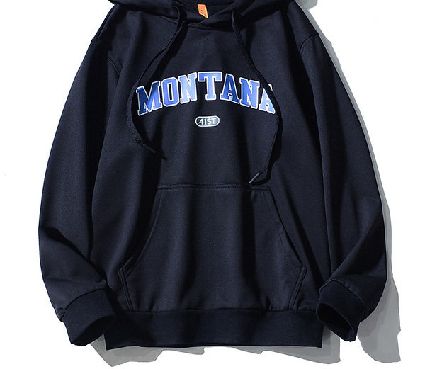 Μοντέρνο ανδρικό φούτερ με επιγραφή και κουκούλα