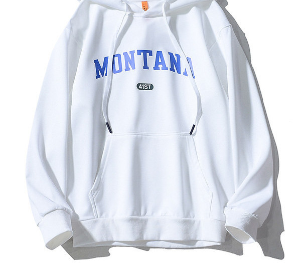 Μοντέρνο ανδρικό φούτερ με επιγραφή και κουκούλα