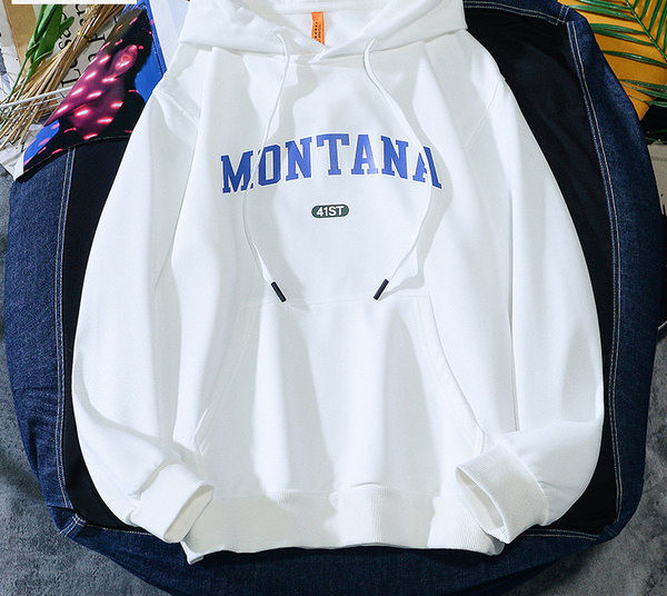 Férfi pulóver felirattal és kapucnival - három színben