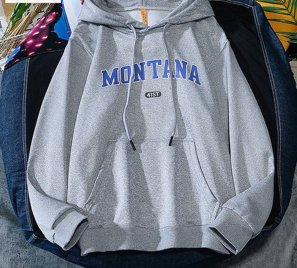 Férfi pulóver felirattal és kapucnival - három színben