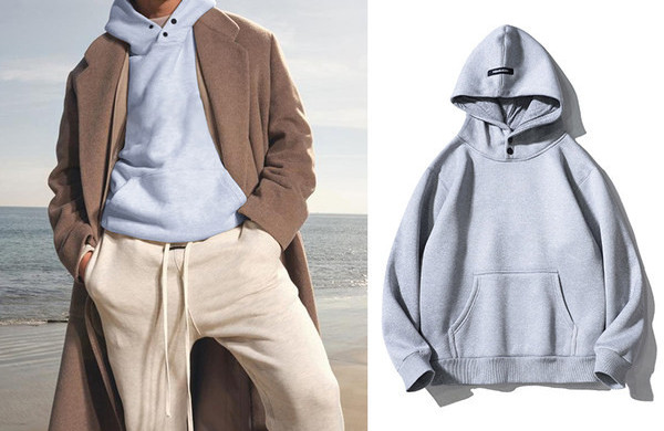 Ανδρικό φούτερ με κουκούλα και κουμπιά