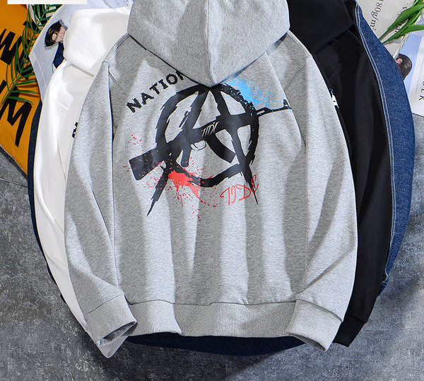 Hanorac pentru bărbați cu glugă și inscripții - mai multe culori