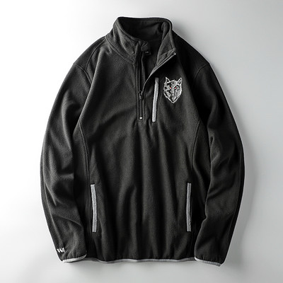 Hanorac barbatesc cu broderie si fermoar