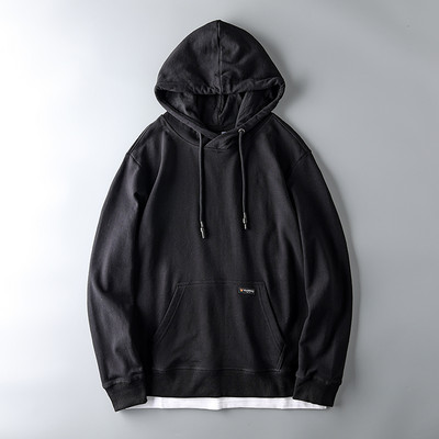 Αθλητικό μονόχρωμο φούτερ με κουκούλα και τσέπη