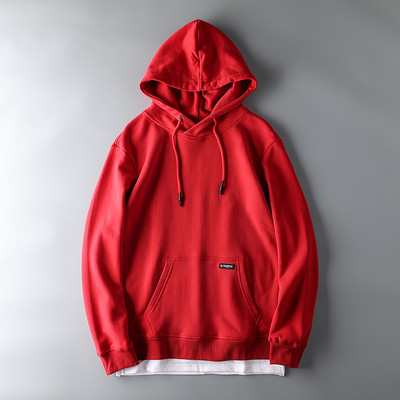 Αθλητικό μονόχρωμο φούτερ με κουκούλα και τσέπη