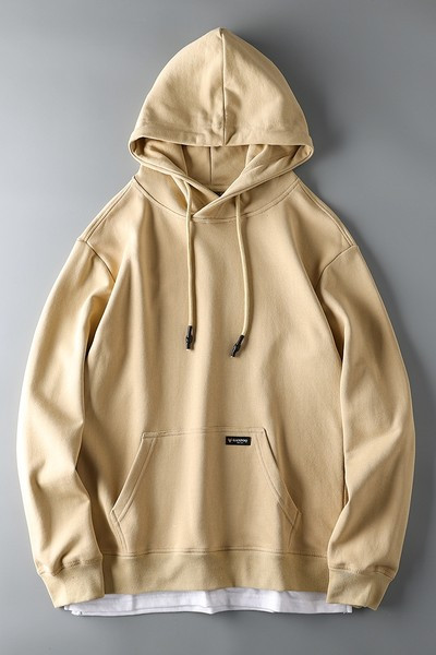 Αθλητικό μονόχρωμο φούτερ με κουκούλα και τσέπη