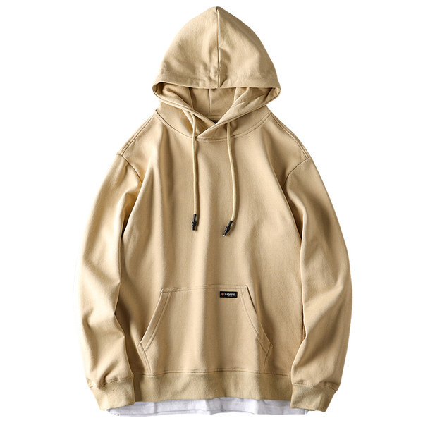 Αθλητικό μονόχρωμο φούτερ με κουκούλα και τσέπη