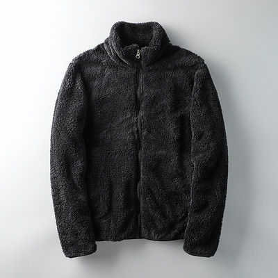 Geacă de iarnă de pluș pentru bărbați cu buzunare și închidere cu fermoar