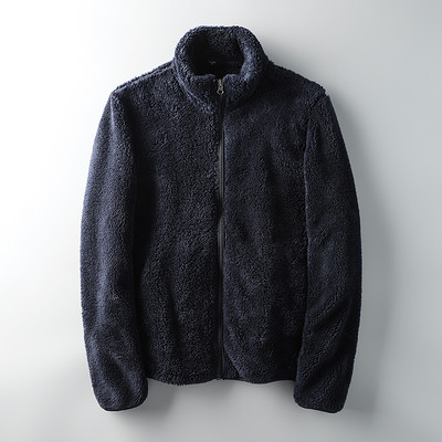 Geacă de iarnă de pluș pentru bărbați cu buzunare și închidere cu fermoar