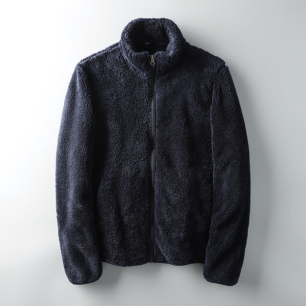 Geacă de iarnă de pluș pentru bărbați cu buzunare și închidere cu fermoar