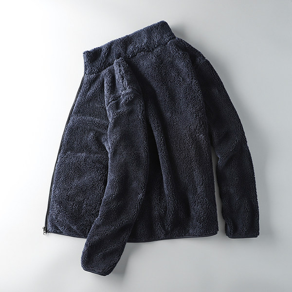 Geacă de iarnă de pluș pentru bărbați cu buzunare și închidere cu fermoar