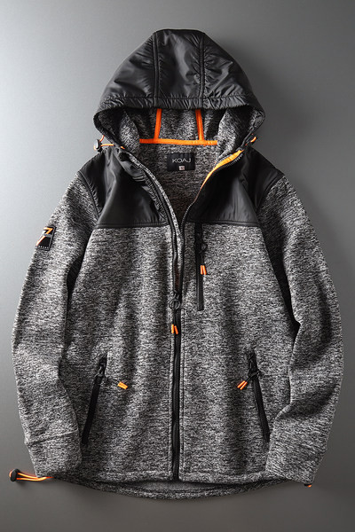 Μοντέρνο ανδρικό φούτερ με φερμουάρ και κουκούλα σε γκρι