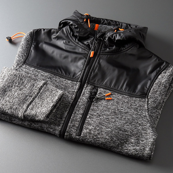 Μοντέρνο ανδρικό φούτερ με φερμουάρ και κουκούλα σε γκρι