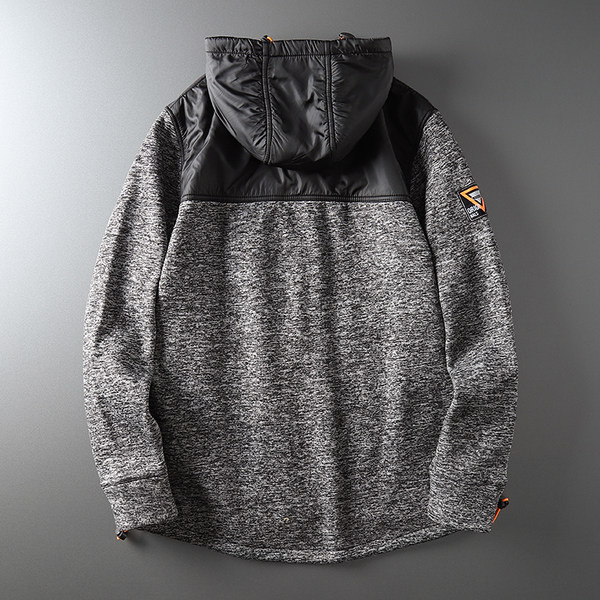 Μοντέρνο ανδρικό φούτερ με φερμουάρ και κουκούλα σε γκρι