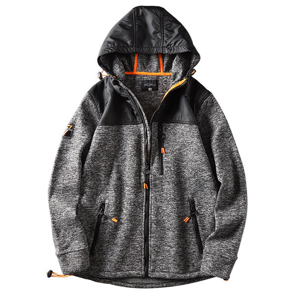 Μοντέρνο ανδρικό φούτερ με φερμουάρ και κουκούλα σε γκρι