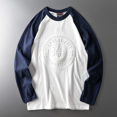 Bluză modernă pentru bărbați cu inscripție și decolteu oval