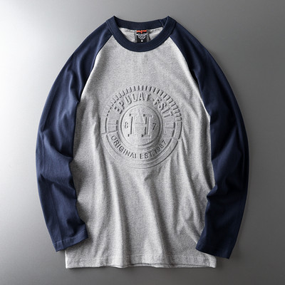 Bluză modernă pentru bărbați cu inscripție și decolteu oval