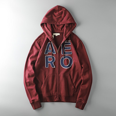 Hanorac casual barbatesc cu broderie si gluga