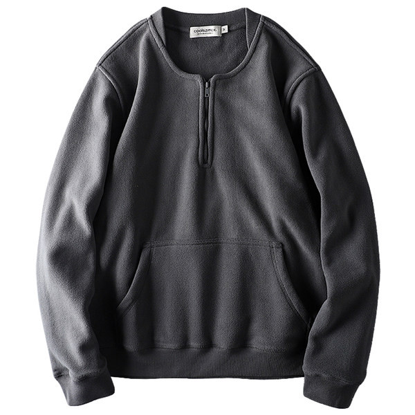 Ανδρικό χειμωνιάτικο φούτερ με χαμηλό γιακά και τσέπη