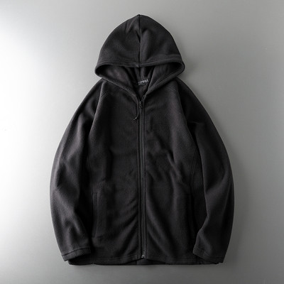 Μονόχρωμο ανδρικό φούτερ με κουκούλα και φερμουάρ - απλό μοντέλο