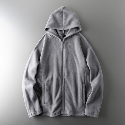 Μονόχρωμο ανδρικό φούτερ με κουκούλα και φερμουάρ - απλό μοντέλο