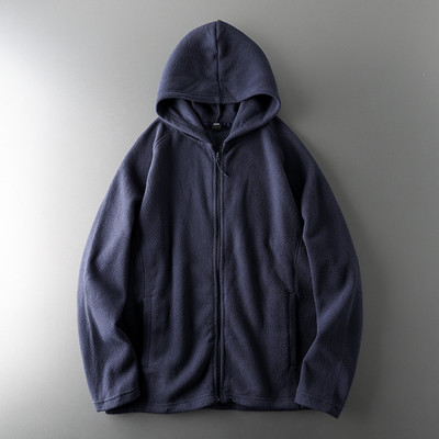 Μονόχρωμο ανδρικό φούτερ με κουκούλα και φερμουάρ - απλό μοντέλο