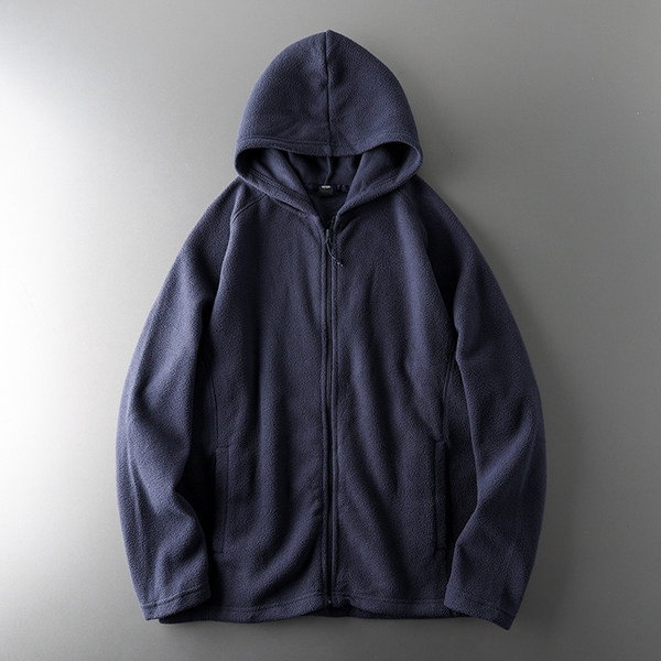 Μονόχρωμο ανδρικό φούτερ με κουκούλα και φερμουάρ - απλό μοντέλο