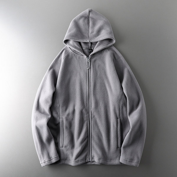 Μονόχρωμο ανδρικό φούτερ με κουκούλα και φερμουάρ - απλό μοντέλο