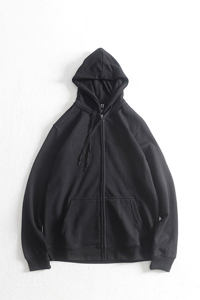 Egyszínű férfi pulóver kapucnival - fekete és szürke