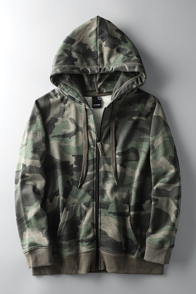 Ανδρικό φούτερ παραλλαγής με κουκούλα σε γκρι και πράσινο χρώμα