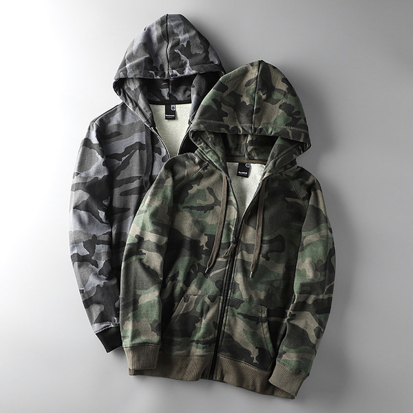 Ανδρικό φούτερ παραλλαγής με κουκούλα σε γκρι και πράσινο χρώμα