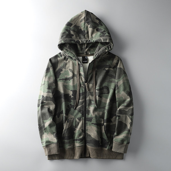 Ανδρικό φούτερ παραλλαγής με κουκούλα σε γκρι και πράσινο χρώμα