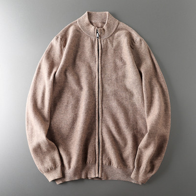 Cardigan pentru bărbați din tricot subțire cu fermoar și decolteu oval