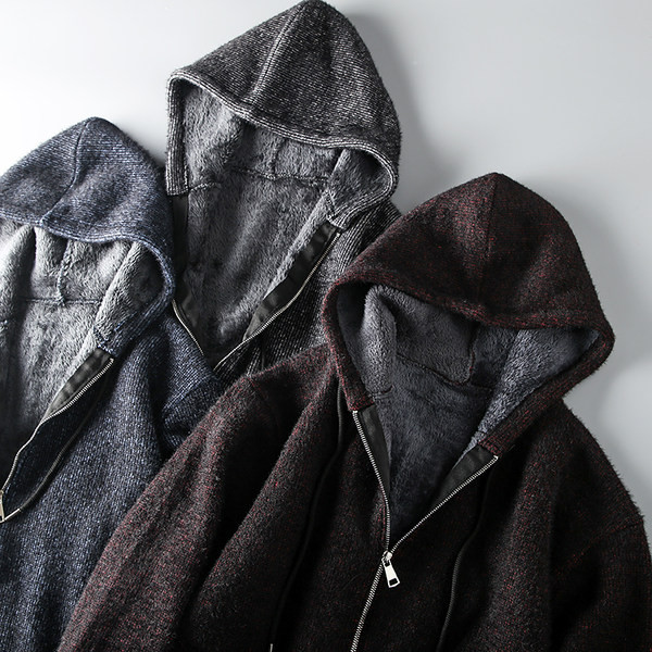 Hanorac de iarnă pentru bărbați cu căptușeală caldă și glugă