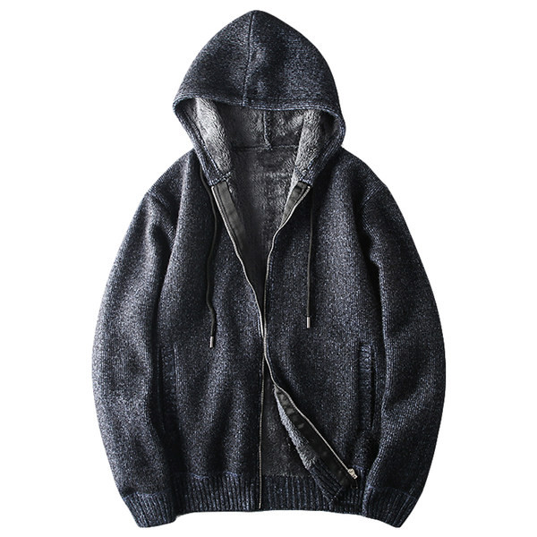 Hanorac de iarnă pentru bărbați cu căptușeală caldă și glugă