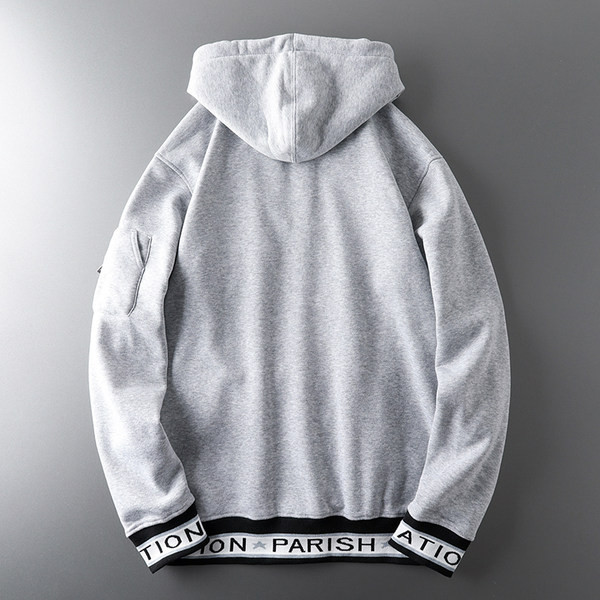 Hanorac casual pentru bărbați, cu glugă și fermoar, de culoare gri